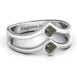 Peaks and Valleys Geometric Ring With Princess Stones