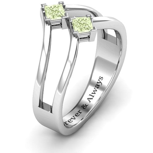 Peaks and Valleys Geometric Ring With Princess Stones