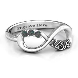 USA Infinity Ring in 925 Sterling Silver with Alexandrite