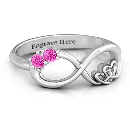 Double the Love Infinity Ring in 925 Sterling Silver with Pink Tourmaline