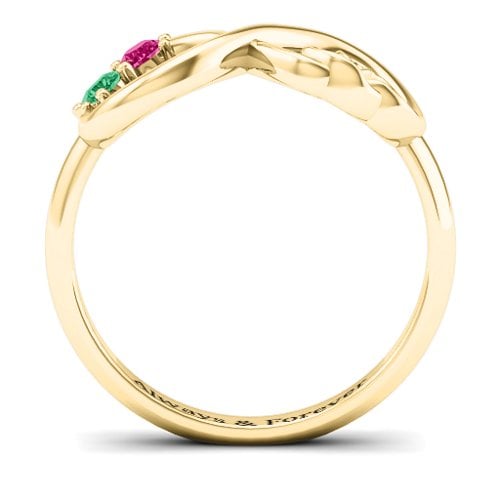 Double the Love Infinity Ring – 9kt Yellow Gold with Emerald and Ruby