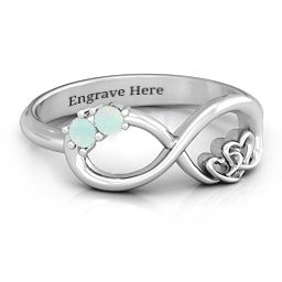 Double the Love Infinity Ring in 925 Sterling Silver with Opal