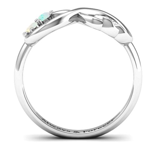 Double the Love Infinity Ring – Sterling Silver with Opal