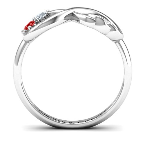 Double the Love Infinity Ring – Sterling Silver with Garnet and Cubic Zirconia