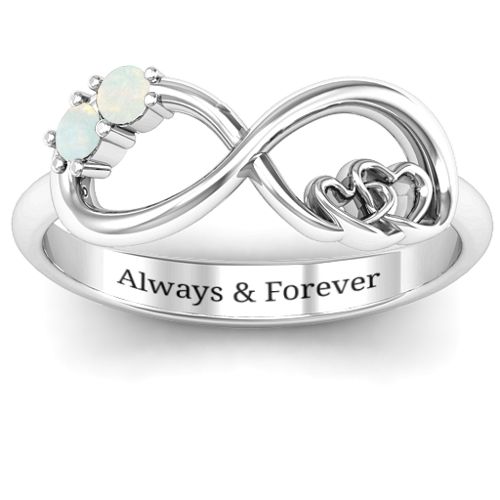Double the Love Infinity Ring – Sterling Silver with Opal