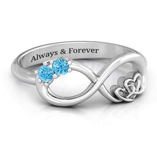 Double the Love Infinity Ring – Sterling Silver with Blue Topaz