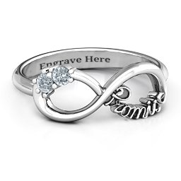 Two Stone Promise Infinity Ring in 925 Sterling Silver with Cubic Zirconia