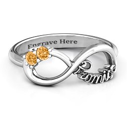 Two Stone Promise Infinity Ring in 925 Sterling Silver with Citrine