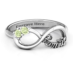 Two Stone Promise Infinity Ring in 925 Sterling Silver with Peridot