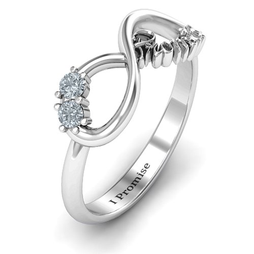 Two Stone Promise Infinity Ring – Sterling Silver with Cubic Zirconia