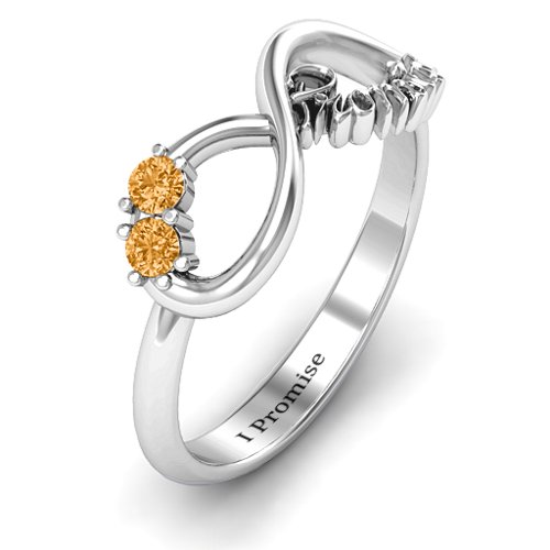 Two Stone Promise Infinity Ring – Sterling Silver with Citrine