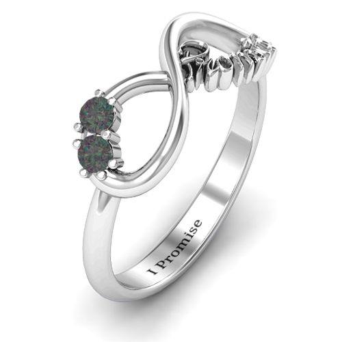Two Stone Promise Infinity Ring – Sterling Silver with Alexandrite