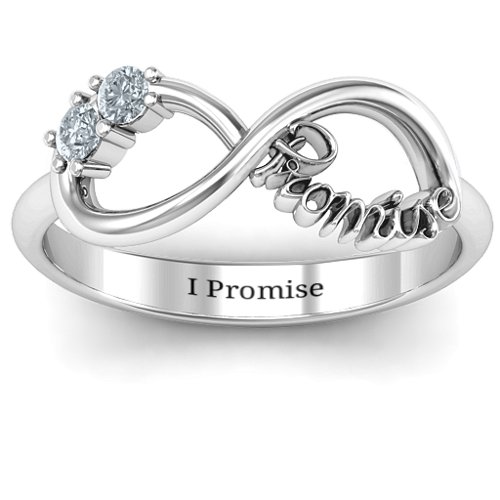 Two Stone Promise Infinity Ring – Sterling Silver with Cubic Zirconia