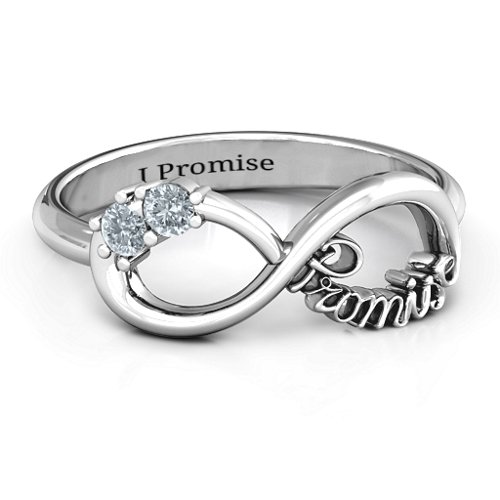Two Stone Promise Infinity Ring – Sterling Silver with Cubic Zirconia