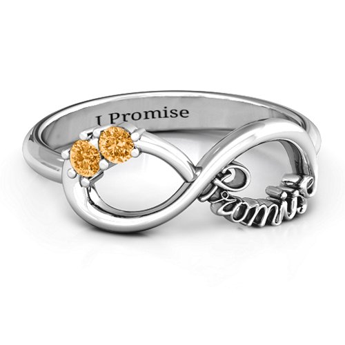 Two Stone Promise Infinity Ring – Sterling Silver with Citrine