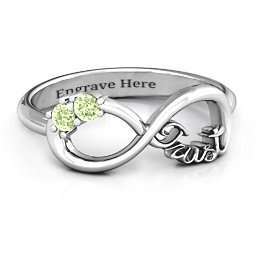 Trust Infinity Ring in 925 Sterling Silver with Peridot