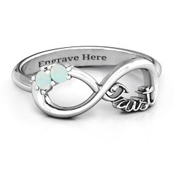Trust Infinity Ring in 925 Sterling Silver with Opal