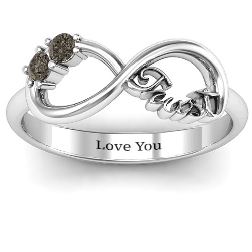 Trust Infinity Ring – Sterling Silver with Smokey Quartz
