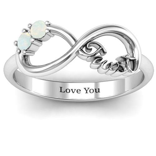 Trust Infinity Ring – Sterling Silver with Opal