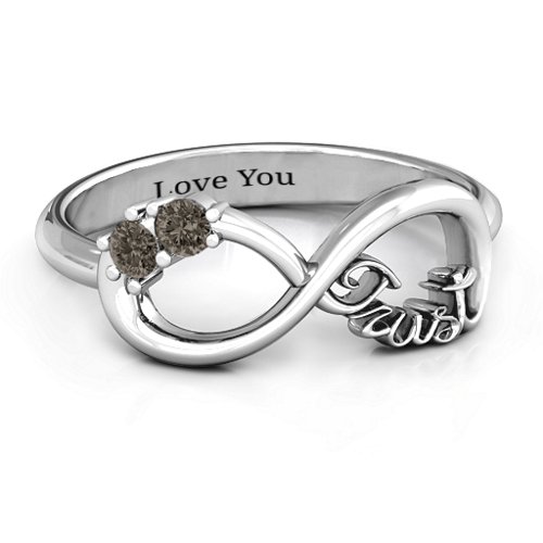 Trust Infinity Ring – Sterling Silver with Smokey Quartz