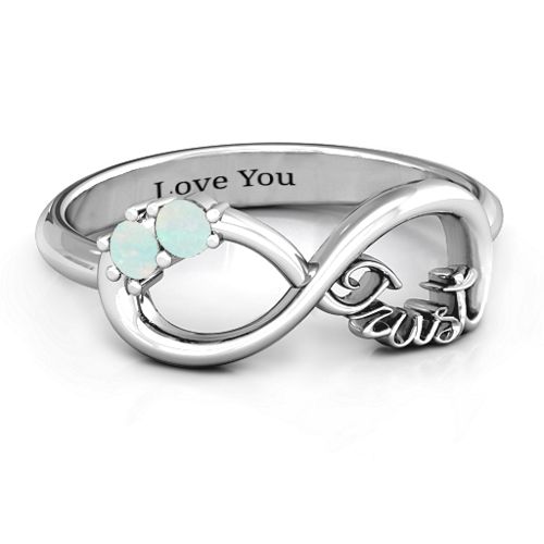 Trust Infinity Ring – Sterling Silver with Opal