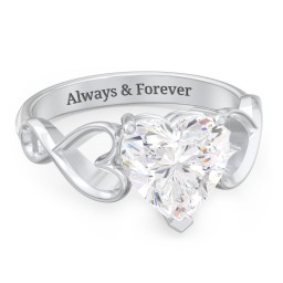 Heart Shaped Stone with Interwoven Heart Infinity Band Ring