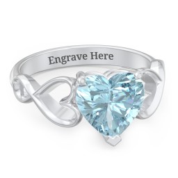 Heart Shaped Stone with Interwoven Heart Infinity Band Ring