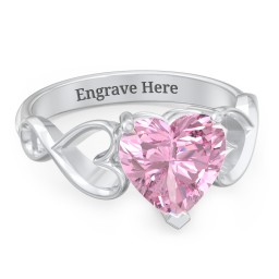 Heart Shaped Stone with Interwoven Heart Infinity Band Ring