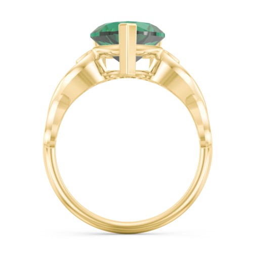 Heart Shaped Stone with Interwoven Heart Infinity Band Ring – 18K Gold Plated Silver with Green Premium Zirconia