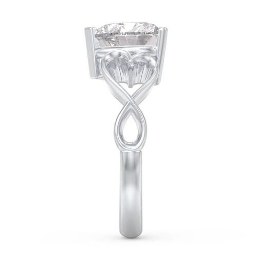 Heart Shaped Stone with Interwoven Heart Infinity Band Ring – Sterling Silver with White Premium Zirconia