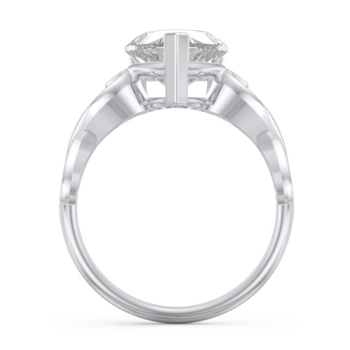 Heart Shaped Stone with Interwoven Heart Infinity Band Ring – Sterling Silver with White Premium Zirconia