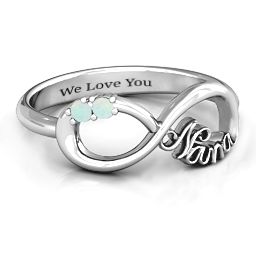 2-10 Stone Nana Infinity Ring in 925 Sterling Silver with Opal, Cubic Zirconia, Amethyst, Pink Tourmaline, Blue Sapphire, and Aquamarine