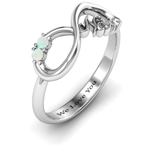 2-10 Stone Nana Infinity Ring – Sterling Silver with Opal