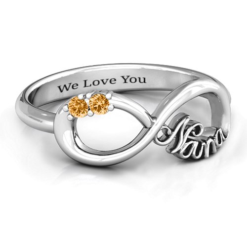 2-10 Stone Nana Infinity Ring – Sterling Silver with Citrine