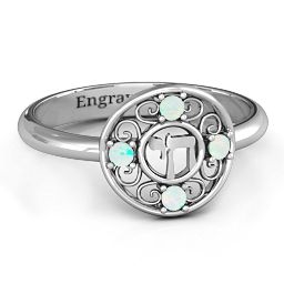 Chai Filigree Ring in 925 Sterling Silver with Opal