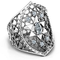 Star of David Lattice Ring – Sterling Silver with Cubic Zirconia