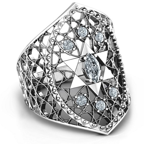 Star of David Lattice Ring – Sterling Silver with Cubic Zirconia