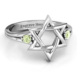 Classic Star of David Ring in 925 Sterling Silver with Peridot