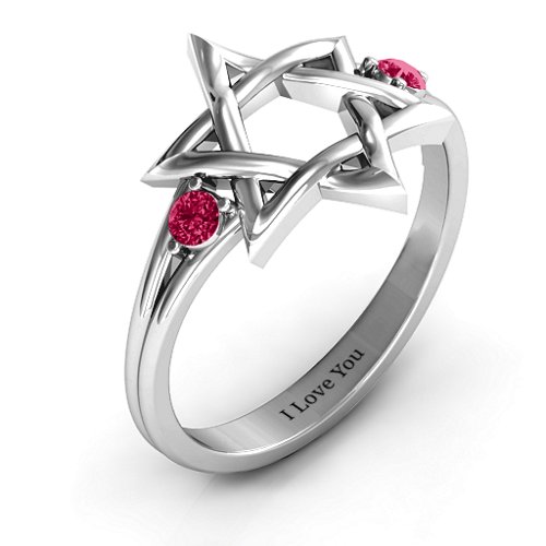 Classic Star of David Ring – Sterling Silver with Ruby