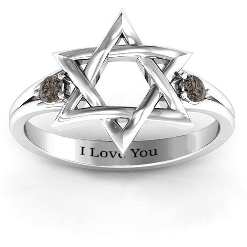 Classic Star of David Ring – Sterling Silver with Smokey Quartz