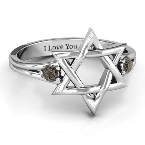 Classic Star of David Ring – Sterling Silver with Smokey Quartz