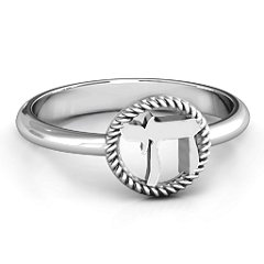 Chai with Braided Halo Ring – Sterling Silver