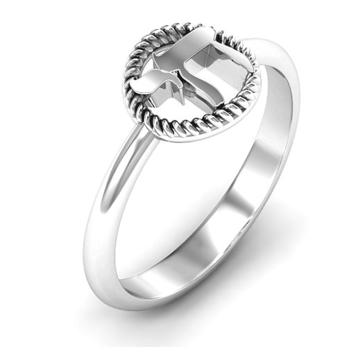 Chai with Braided Halo Ring – Sterling Silver