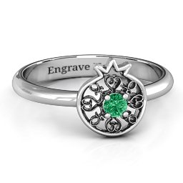 Pomegranate with Filigree Ring in 925 Sterling Silver with Emerald