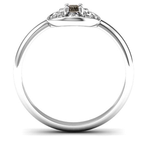 Pomegranate with Filigree Ring – Sterling Silver with Smokey Quartz