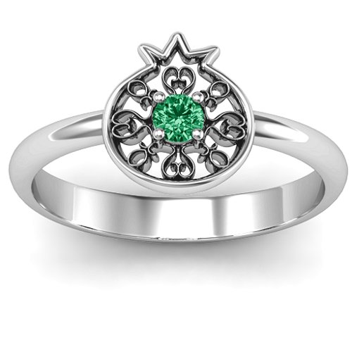 Pomegranate with Filigree Ring – Sterling Silver with Emerald