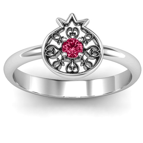 Pomegranate with Filigree Ring – Sterling Silver with Ruby