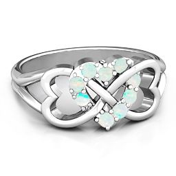 Birthstone Triple Heart Infinity Ring