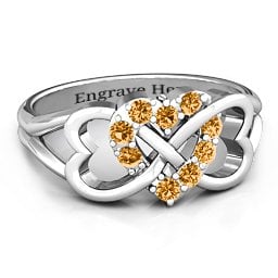 Birthstone Triple Heart Infinity Ring