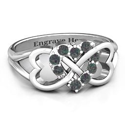 Birthstone Triple Heart Infinity Ring